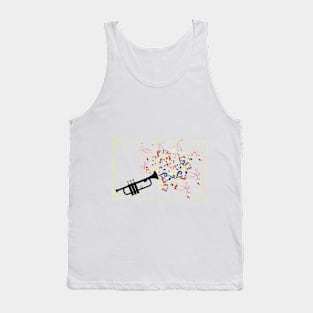 Black trumpet with colorful swirls and floral elements Tank Top